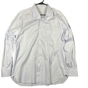 Ermenegildo Zegna Mens Light Blue Cotton Twill Dress Shirt 44 17.5 L XL Luxury